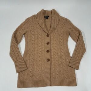 100% Cashmere Mariele Waithe Cable Knit Cozy Grandma Longline Cardigan